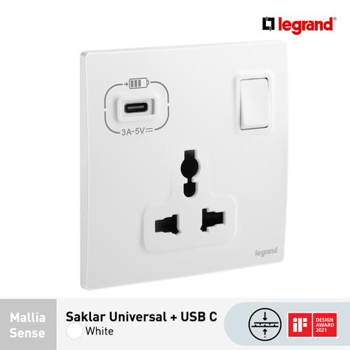 [EZM.7200011] Legrand Stop Kontak Mallia Sense Multi Standard Universal + USB C