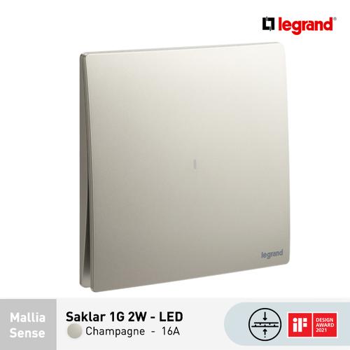 [EZM.7200013] Legrand Saklar Mallia Sense 1G 2W - Indikator - 16A - Champagne
