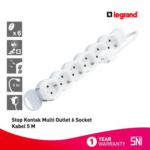 [EZM.7200108] Legrand Stop Kontak Multi Outlet 6 Socket - Kabel 5 M