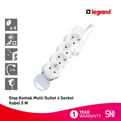 [EZM.7200113] Legrand Stop Kontak Multi Outlet 4 Socket - Kabel 5 M