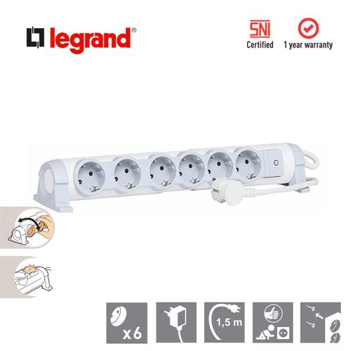 [EZM.7200149] Legrand Stop Kontak Multi Outlet 6 Socket dengan Saklar - Kabel 1,5 M