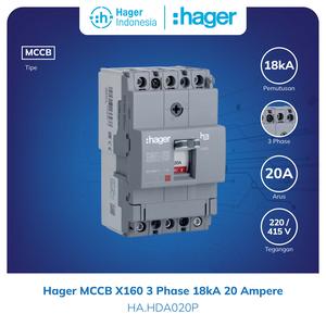 [EZM.7600004] MCCB Hager 3P 18kA 20A 20 Ampere HDA020P