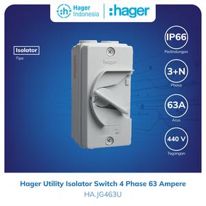 [EZM.7600039] Isolator Switch Hager Utility Isolator JG463U 4 Phase 63 Ampere 4 Pole