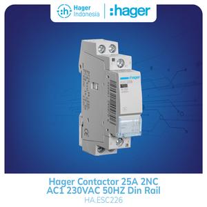 [EZM.7600067] Hager Kontaktor ESC226 25 Ampere 25A 2NC AC1 230VAC 50HZ Contactor Din Rail