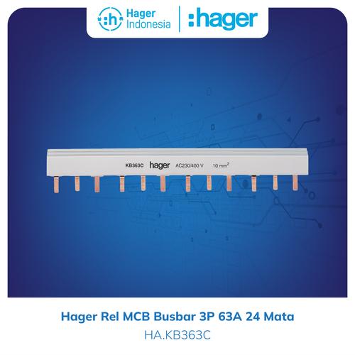 [EZM.7600071] Hager Rel MCB Busbar Sisir MCB 3 Phase 63a 63 ampere 24 Mata - KB363C