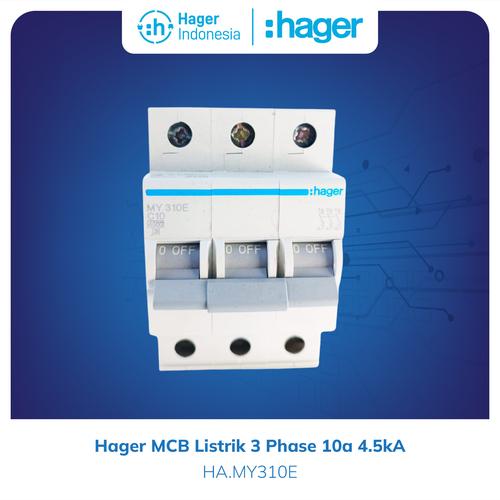 [EZM.7600092] Hager MCB 10a 10 Ampere 3 Phase 4.5kA - MY310E