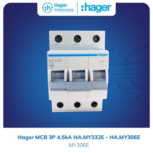 [EZM.7600095] Hager MCB 6A 6 ampere 3 Phase 4.5kA - MY306E