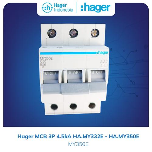 [EZM.7600096] Hager MCB Listrik 3 Phase 50a 50 ampere 4.5kA - MY350E