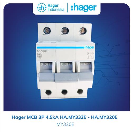 [EZM.7600098] Hager MCB 20a 20 ampere 3 Phase 4.5kA - MY320E