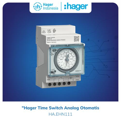 [EZM.7600123] Hager Timer EHN111 Time Switch Analog Otomatis Auto 16A 230V 50HZ 24H