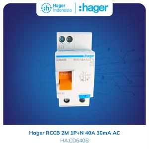 [EZM.7600124] Hager RCCB / ELCB 2P 40A 40 Ampere Type CD640B - Sensitivy 30mA AC