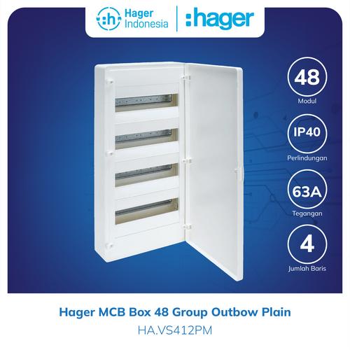 [EZM.7600142] Hager MCB Box 48 Group Outbow Plain - VS412PM