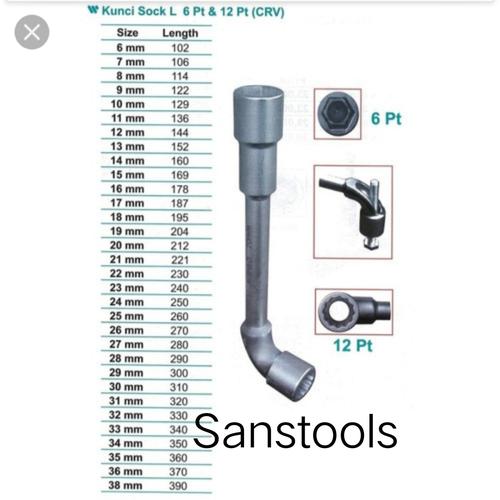 [EZR.3600358] Wipro Kunci L sock 6PT & 12PT 15 - 24 mm mata socket wrench 2 sisi ori