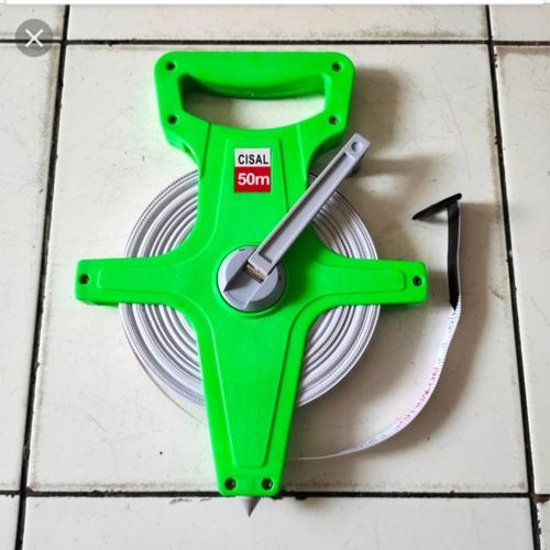 [EZR.3600762] Meteran tancap 50 meter tanah gulung roll measure 50m 50 m fiber murah