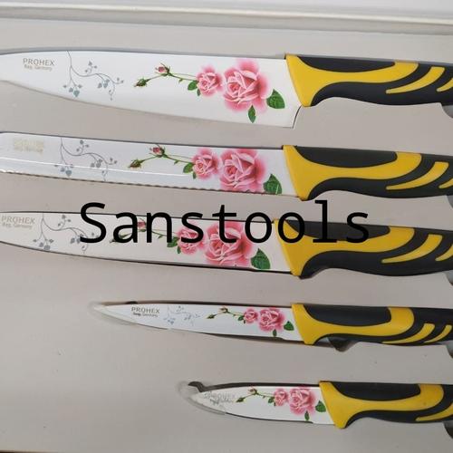 [EZR.3601190] Pisau dapur set Prohex isi 5pcs komplit knife kit piso Tajam 5 pc pcs