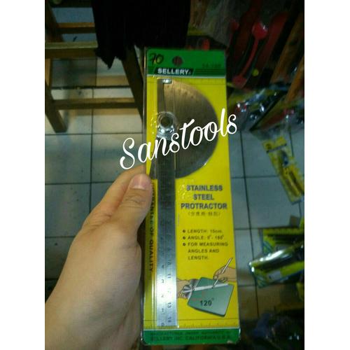 [EZR.3601691] PROTRACTOR SELLERY mistar penggaris busur derajat stainless steel