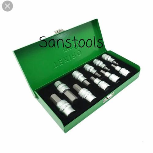 [EZR.3602388] Hexbit socket Kunci Sock L Tekiro 1/2" 10pcs Hex bit 4-19mm Original