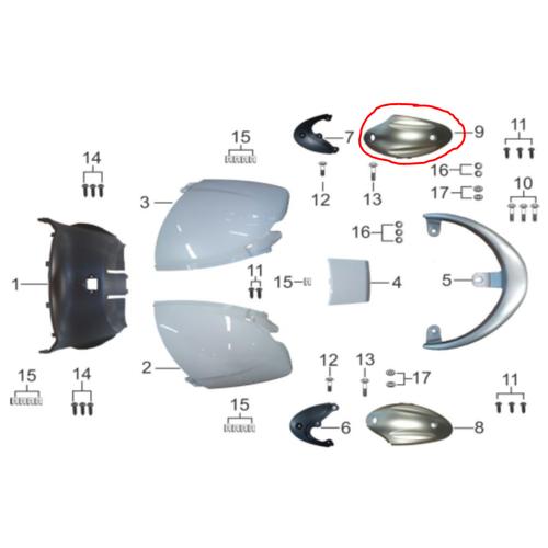 [EZM.1150838] Cover Body Roda Belakang Kanan Motor Listrik Viar New Q1