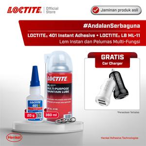 [EZM.6100104] Henkel LOCTITE 401  Lem Super Glue 20 gr + LB ML-11 + Car Charger