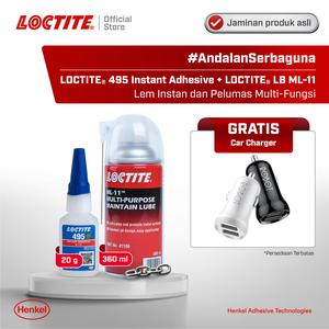 [EZM.6100105] Henkel LOCTITE 495  Lem Super Glue 20 gr + LB ML-11 + Car Charger