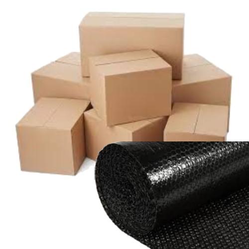 [EZM.7300029] Paket Bubble Wrap Hitam + Kardus Pengaman dan Pencegah KerusakanProduk