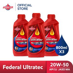 [EZM.10900015] FEDERAL ULTRATEC 20W-50 0.8L 800ml (3 Botol) - Oli Motor Non Matic