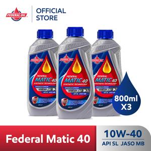 [EZM.10900016] FEDERAL MATIC 40 10W-40 0.8L 800ml (3 Botol) - Oli Motor Matic