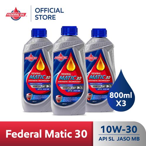 [EZM.10900017] FEDERAL MATIC 30 10W-30 0.8L 800ml (3 Botol) - Oli Motor Matic