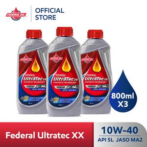 [EZM.10900022] FEDERAL ULTRATEC XX 10W-40 0.8L 800ml (3 Botol) - Oli Motor Non Matic