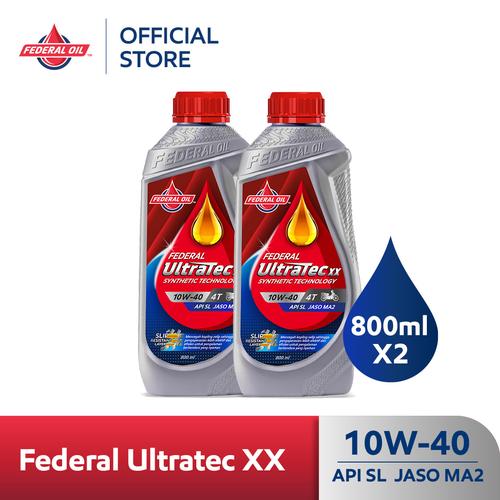 [EZM.10900023] FEDERAL ULTRATEC XX 10W-40 800ml - Oli Motor Non Matic 4T (2 Botol)