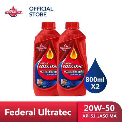 [EZM.10900025] FEDERAL ULTRATEC 20W-50 0.8L 800ml - Oli Motor Non Matic 4T (2 Botol)