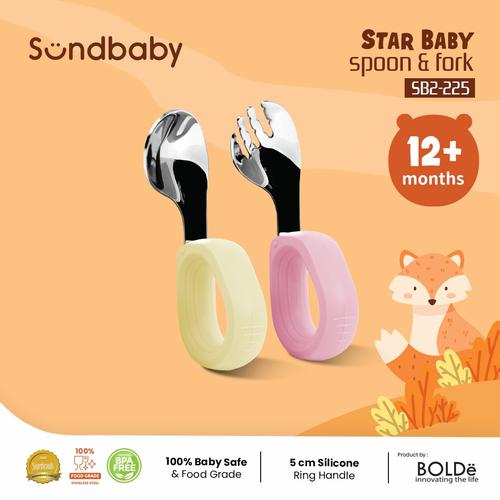 [EZO.4800012] Sundbaby Stainless Steel Star Baby Spoon & Fork