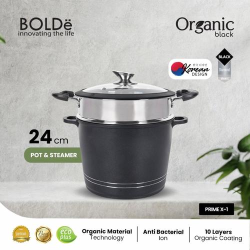 [EZO.4800020] Organic Black Series 24cm Pot+ Steamer