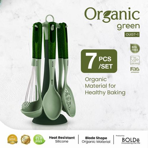 [EZO.4800025] Organic Green Silicone Utensils 7pcs Set