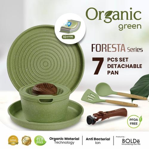 [EZO.4800038] Organic Green Foresta Granite Detachable Series Set (Panci Serbaguna)