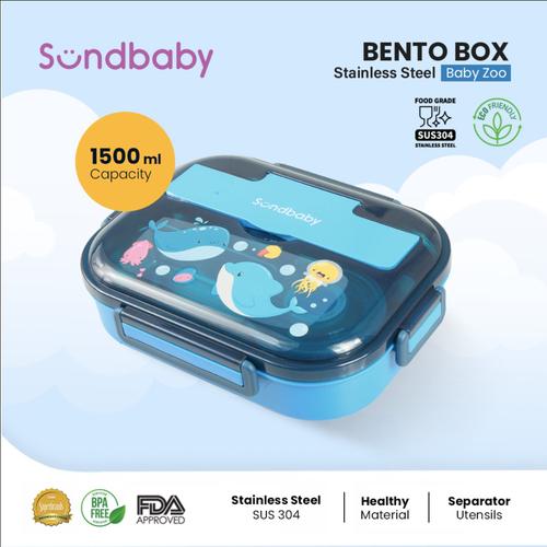 [EZO.4800053] Sundbaby BabyZoo Box - Tempat Makan Stainless Steel Lunch Box BPA Free