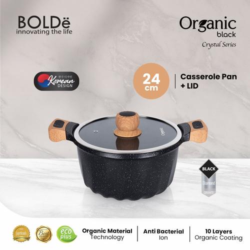 [EZO.4800056] Organic Black Series Casserole Pan 24cm + Lid (Pan Anti Lengket)