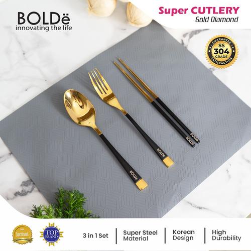 [EZO.4800084] BOLDe Super Cutlery Gold Diamond Set 4pcs