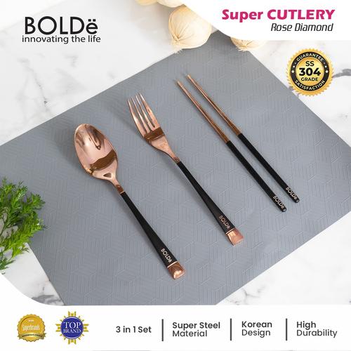 [EZO.4800085] BOLDe Super Cutlery Rose Diamond Set 4pcs