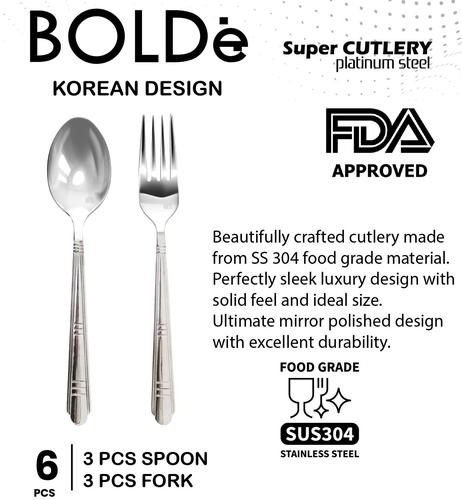 [EZO.4800088] BOLDe Super Cutlery Platinum Steel 6pcs