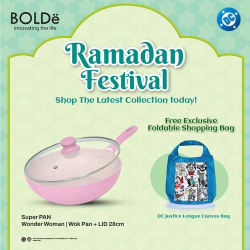 [EZO.4800091] BOLDe Super Pan Wonder Woman Wok 28cm + Lid