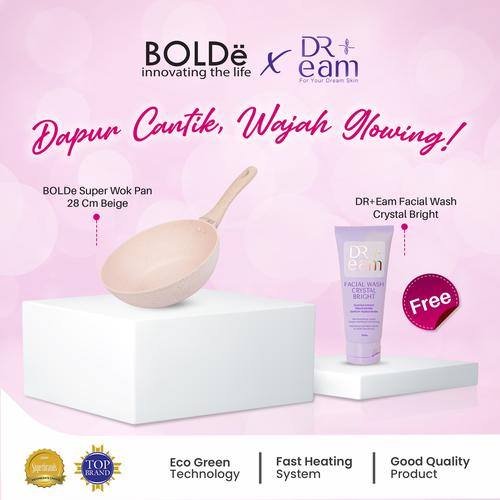 [EZO.4800092] BOLDe Super Wok Pan 28cm Beige FREE DR+Eam Facial Wash