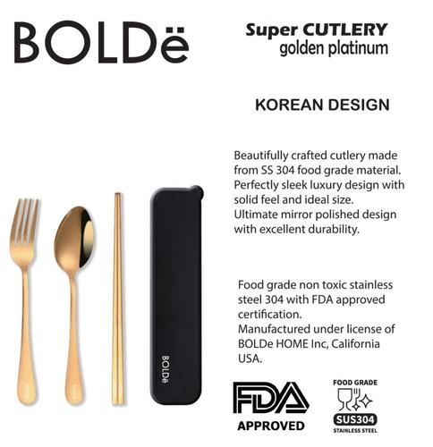 [EZO.4800096] BOLDe Super Cutlery Gold Platinum Set 4pcs