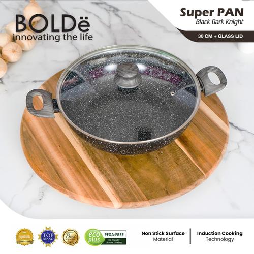 [EZO.4800097] BOLDe Super Pan 2 Ear Wok (Wajan) 30cm + Lid Black Dark Knight
