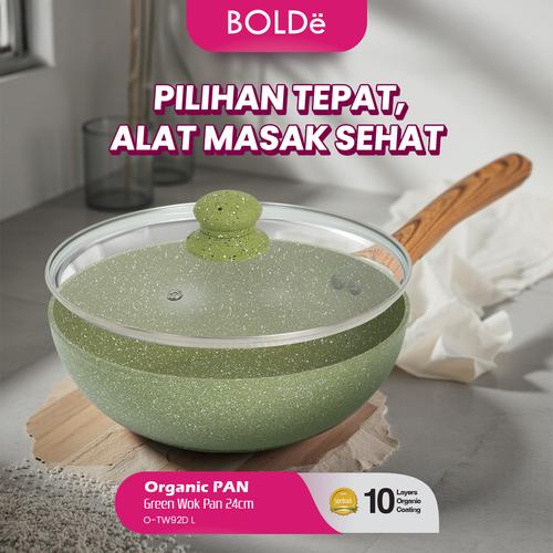 [EZO.4800099] BOLDe Organic Green WOK 24 cm (Panci / Wajan Anti Lengket)