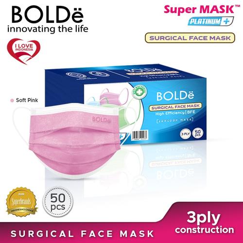 [EZO.4800151] BOLDe Surgical Mask Platinum Plus (Pink Pastel) 50 pcs