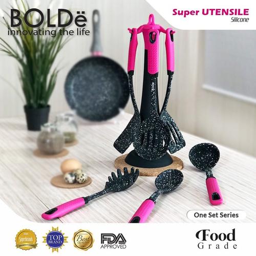 [EZO.4800153] BOLDe Super Utensil Set 7Pcs Silicone Blackpink