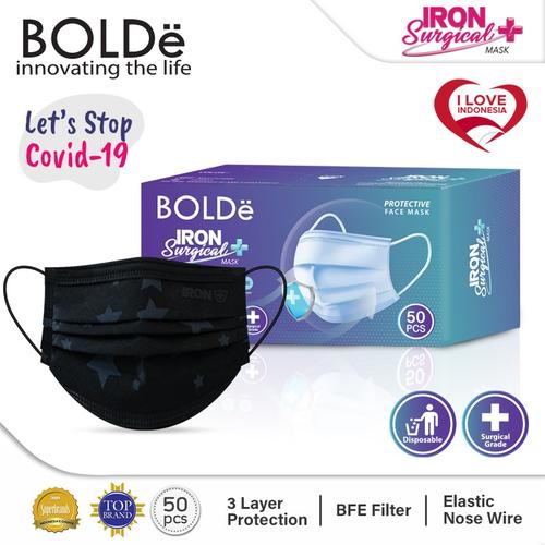 [EZO.4800173] Iron Surgical Mask 3Ply isi 50pcs Motif Bintang
