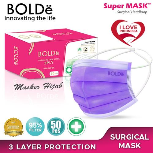 [EZO.4800175] Bolde Surgical Face Mask Headloop Isi 50 - Ungu