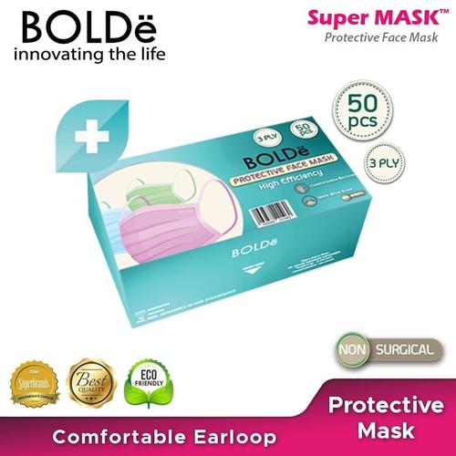 [EZO.4800186] BOLDe Super Mask Non Surgical Mask Biru 3ply 50 pcs